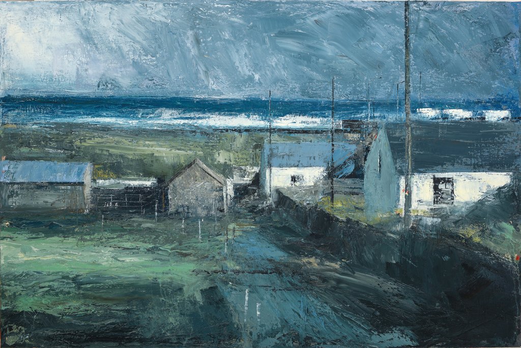 Cottages by the Pier - Oil on Canvas